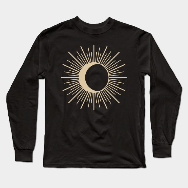 Sun Moon Eclipse Boho Long Sleeve T-Shirt by Trippycollage